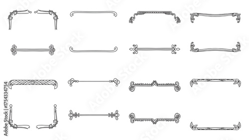Collection of elegant vintage decorative text dividers and classic filigree borders