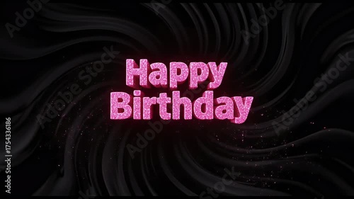 Pink Glitter Happy Birthday Text Explosion Realistic 3D Background