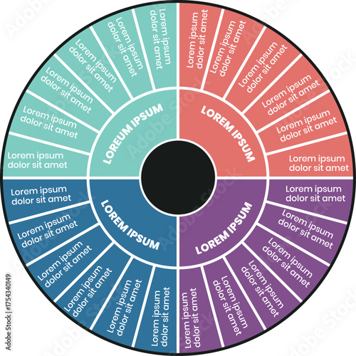 Collection of vector circle chart infographic templates for presentations, advertising, layouts, annual reports.24 options, steps, parts	