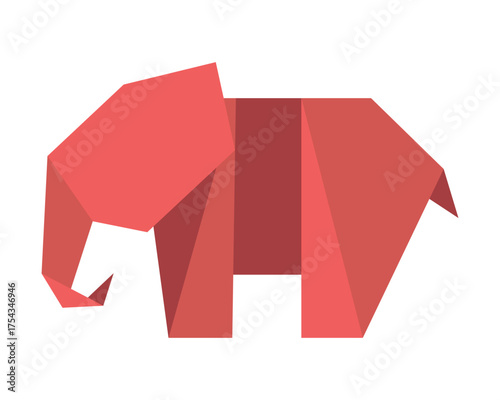 Origami Elephant Vector Illustration in Geometric Style. Minimalist and colorful design suitable for projects focused on simplicity, creativity, and nature themes.