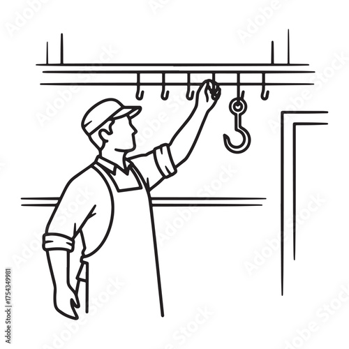 Distinguished Butcher Line Art – Butcher Vector Outline with Structured Minimal Detailing – Butcher Drawing – Vector of Butcher – Butcher Sketch