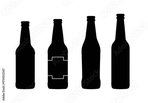 Beer bottle vector icon set