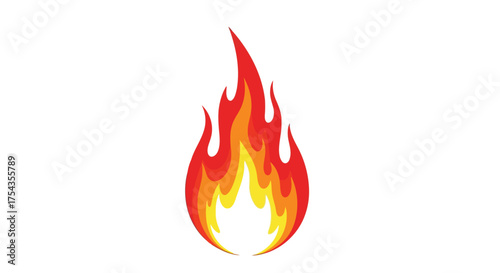 Vector illustration of a stylized illustration of a bright orange and yellow flame, isolated on a