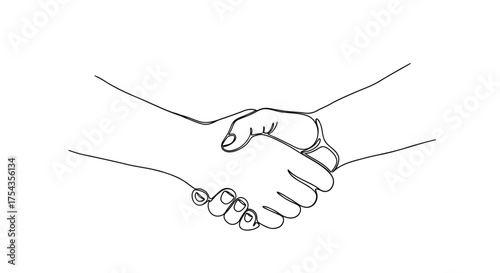Vector illustration of two hands shaking in a gesture of agreement and partnership