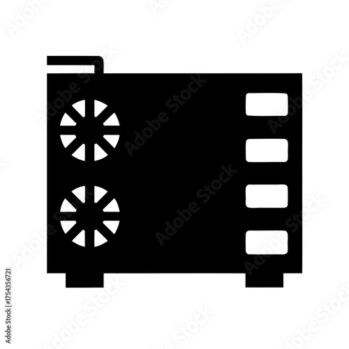 Silhouette illustration of power supply unit with fans and modular ports design