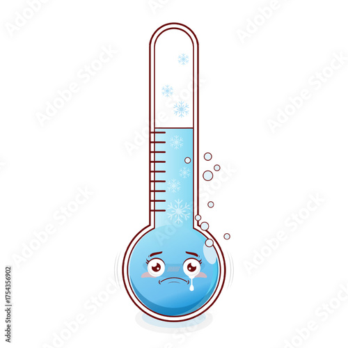 thermometer cold crying face cartoon cute