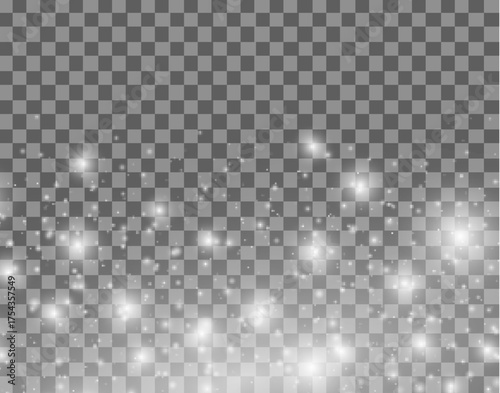 A delicate mix of white and silver dust sparkles flows gracefully across the canvas, enhancing festive visuals with a subtle glowing effect. 