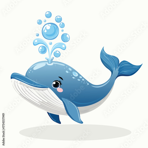 Playful azure cetacean spouting bubbly water