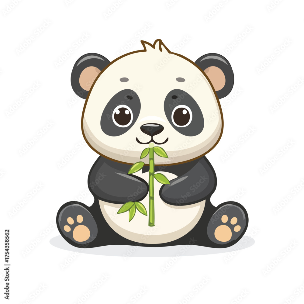 Obraz premium Cute panda enjoys bamboo