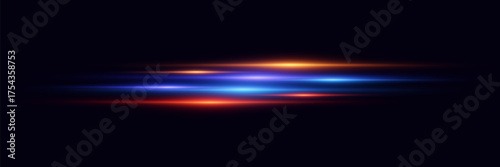 Horizontal stripes of light, line rays effect.
