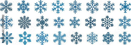 blue snowflake icon dark silhouette christmas and new year elements