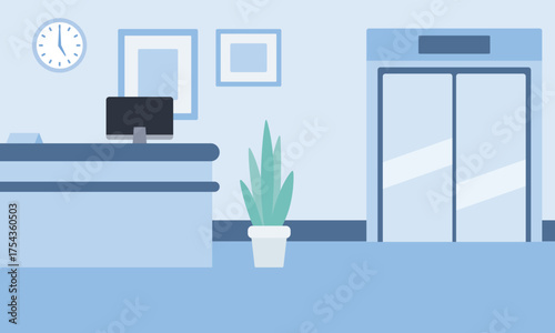 無人の企業のロビー、エントランスの背景