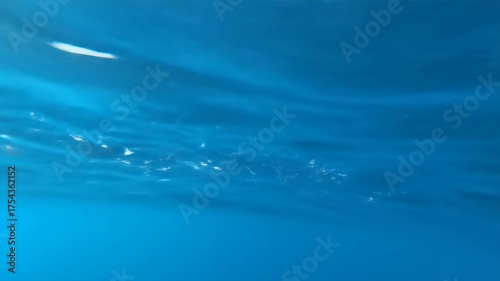 Underwater Abstract Background Rippling Blue Water Surface Light Refraction