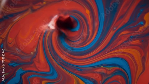 Vibrant Abstract Liquid Swirl Background Red Blue Yellow Paint Mixing Motion
