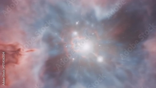 Vibrant Nebula Abstract Background with Stars and Galactic Clouds