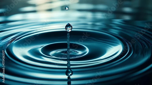 Water Droplet Creating Ripples on Calming Liquid Surface in Elegant And Tranquil Setting