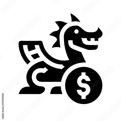 Dragon with a dollar sign, , a symbol of wealth