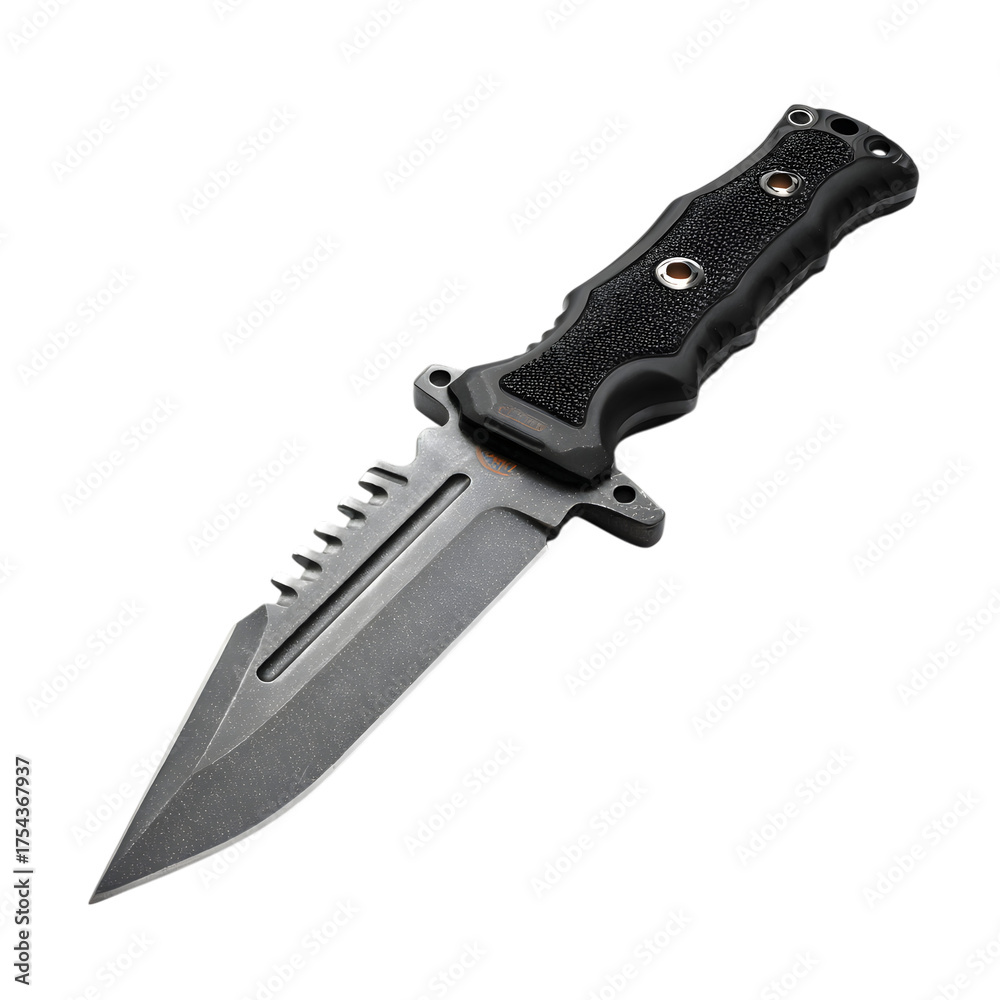Obraz premium Tactical survival knife isolated on transparent background