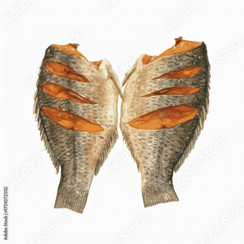 Crispy Fried Fish Crispy Fried Fish isolated watercolor vector illustration svg