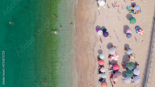 Top-Down Drone View of Beach and Sea in Himare Albania