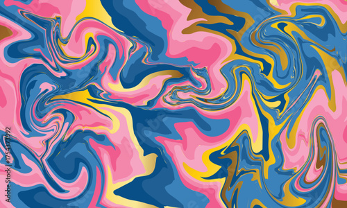Premium seamless Marvel pattern with psychedelic swirls, flow art, gold, pink, and blue textile background, and abstract Marvel pattern perfect for tiles and acrylic texture.