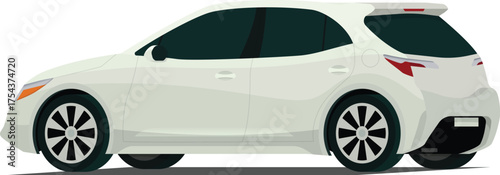 Modern sports hatchback angled rear side view