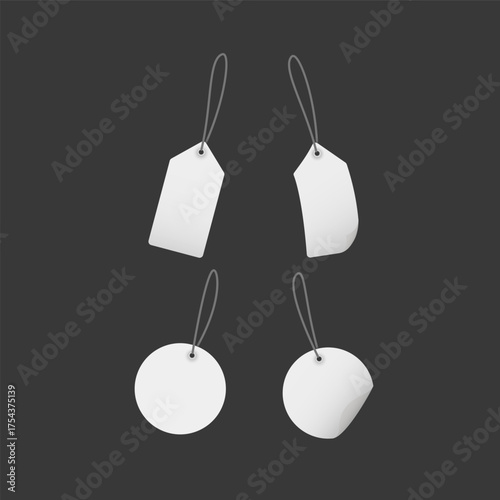 set blank white hanging price tag label for black friday discount and shopping promotion poster design element