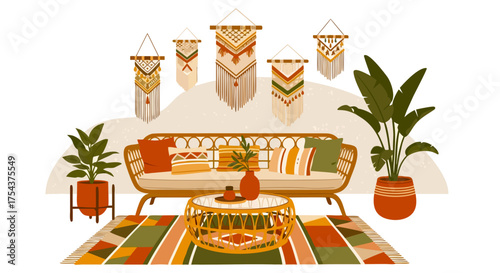 Boho Living Room Decor Ideas | Rattan & Macrame Style