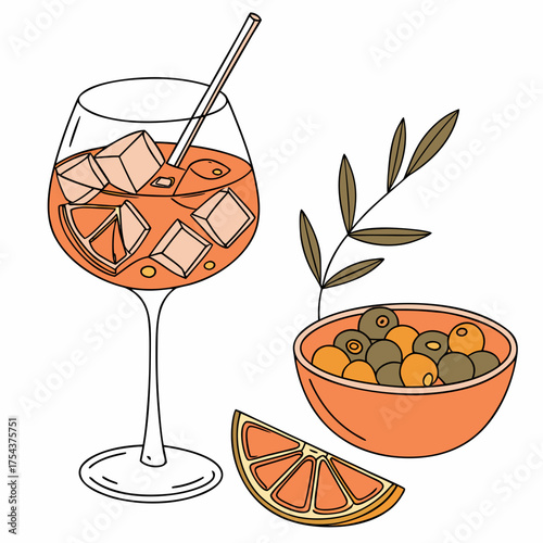 Aperol spritz with olives