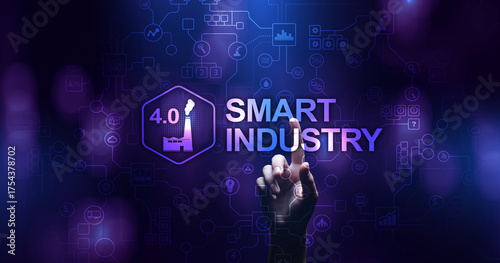 Smart industry 4.0, automation and optimisation concept on virtual. Business and modern technology concept.