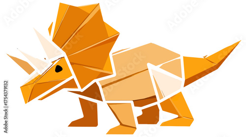 Geometric illustration of a triceratops on white background
