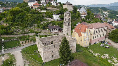 Aerial View of Saint Marys Church Jajce Bosnia and Herzegovina