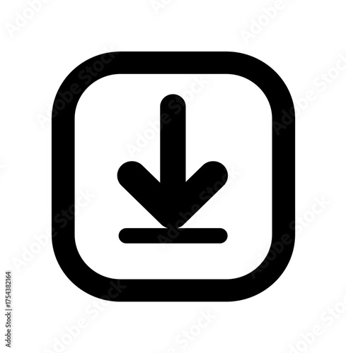 Black download icon with arrow pointing down inside a rounded square on a white background.