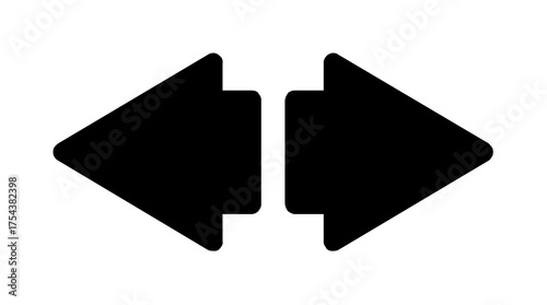 Two black arrows pointing in opposite directions, left and right, on a white background.