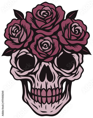 Totenkopf aus Rosen - Gothic Vektor Design