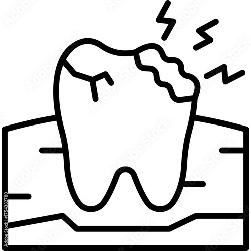 Tooth Decay Line Icon