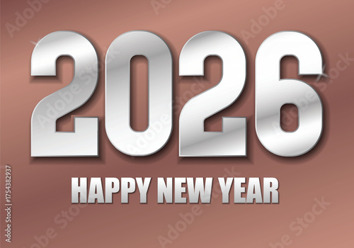 Modern 2026 metallic silver typography on an elegant gradient background, suitable for New Year celebration designs and holiday greeting templates.