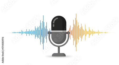Microphone with Sound Waves Illustration