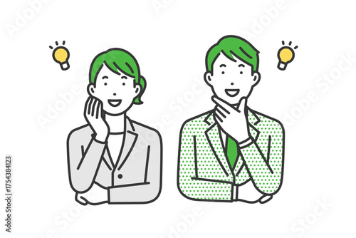 ひらめく,スーツ男女