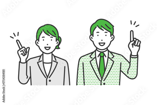 指をさす,スーツ男女