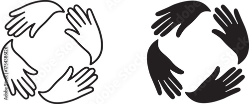 Hands Circle Unity Cooperation Support Symbol Vector Icon Design