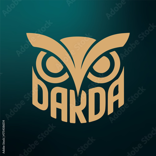 Golden owl logo design featuring the word dakda for a wise and trustworthy brand identity