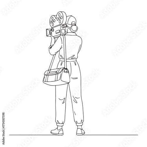 Modern Artistic Filmmaker Line Art – Filmmaker Vector Outline Depicting Elegant Craftsmanship – Filmmaker Drawing – Vector of Filmmaker – Filmmaker Sketch