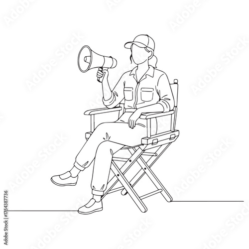 Skilled Filmmaker Line Art – Filmmaker Vector Outline with Artistic Professional Flow – Filmmaker Drawing – Vector of Filmmaker – Filmmaker Sketch