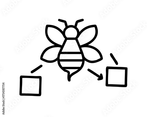 A bee carrying information to two boxes