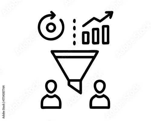 A sales funnel illustration showing customer conversion