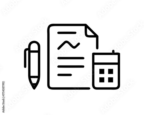 Financial document with pen and calculator