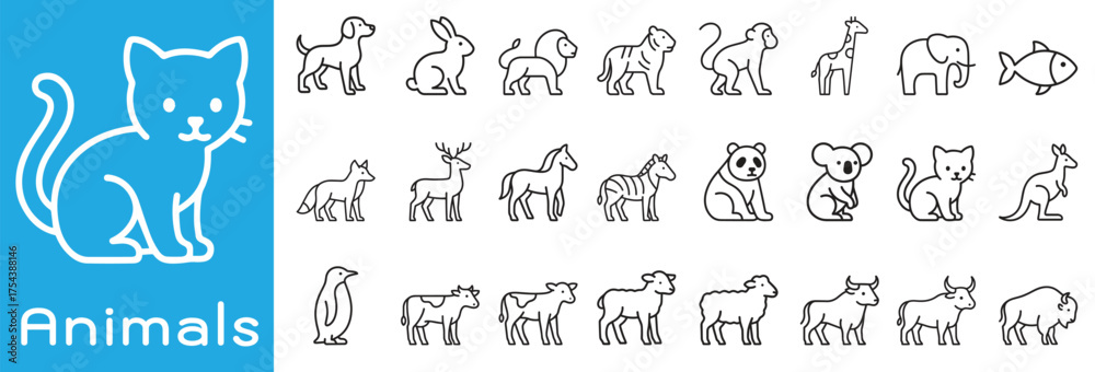 Fototapeta premium animal icon or logo line vector illustration design simple for using in infographics , website , graphics