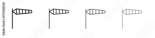 Windsock icon set in line style. symbol in outline style