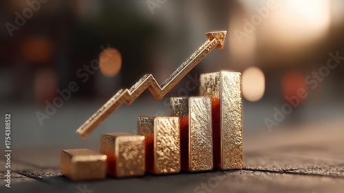 Golden pillars with an arrow-shaped curve featuring pointed ends stand on a dark surface,